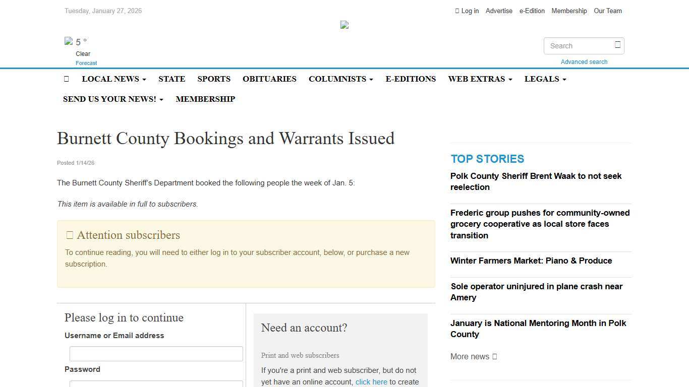 Burnett County Bookings and Warrants Issued - Inter-County Leader